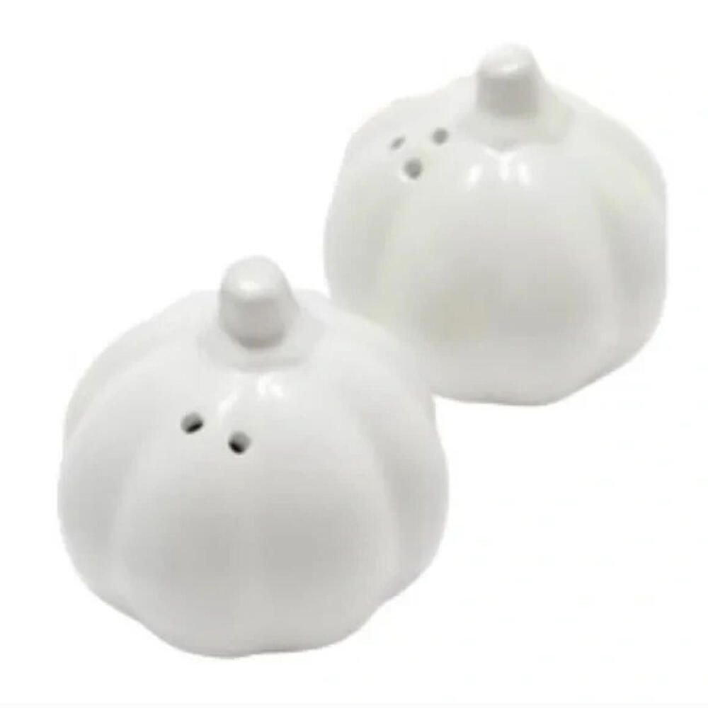 Talking Tables White Ceramic Pumpkin Salt & Pepper Shakers Fall Halloween NEW!